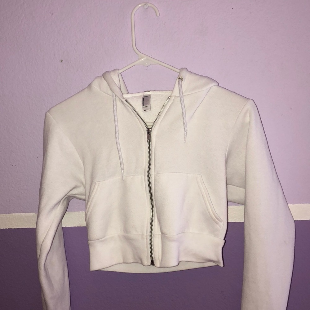 American Apparel Cropped Hoodie Size XS White NWT